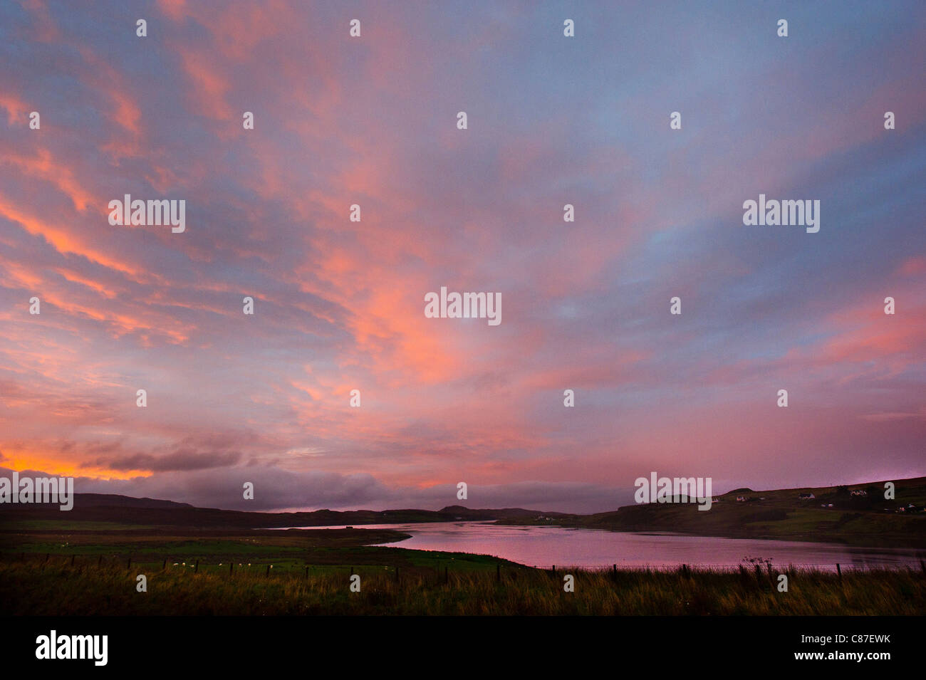Moody sky over a Loch on Isle of Skye Stock Photo
