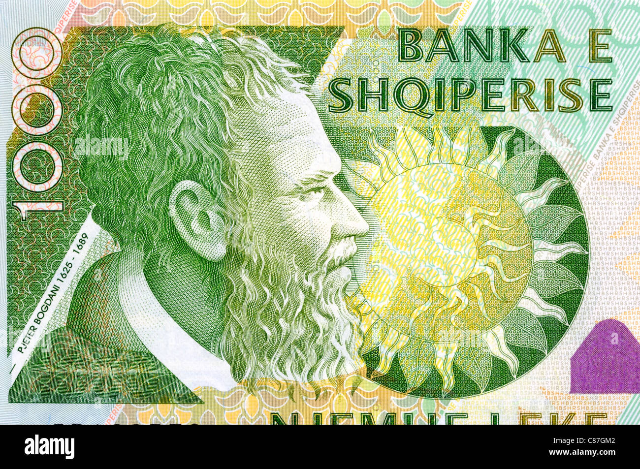 Albania 1000 One Thousand Leke Bank Note. Stock Photo