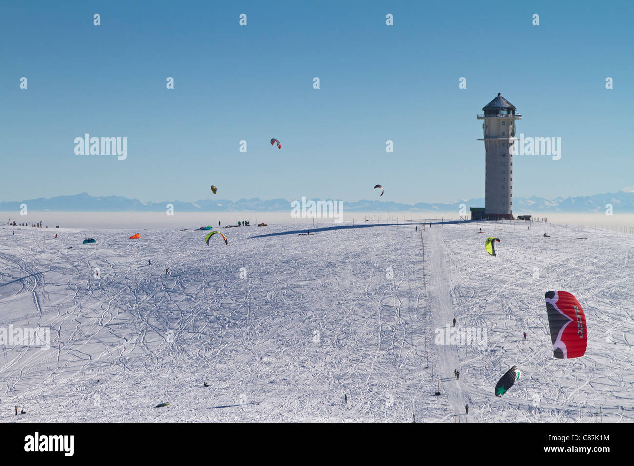 Snow kite on Feldberg, Black Forest, Germany Stock Photo