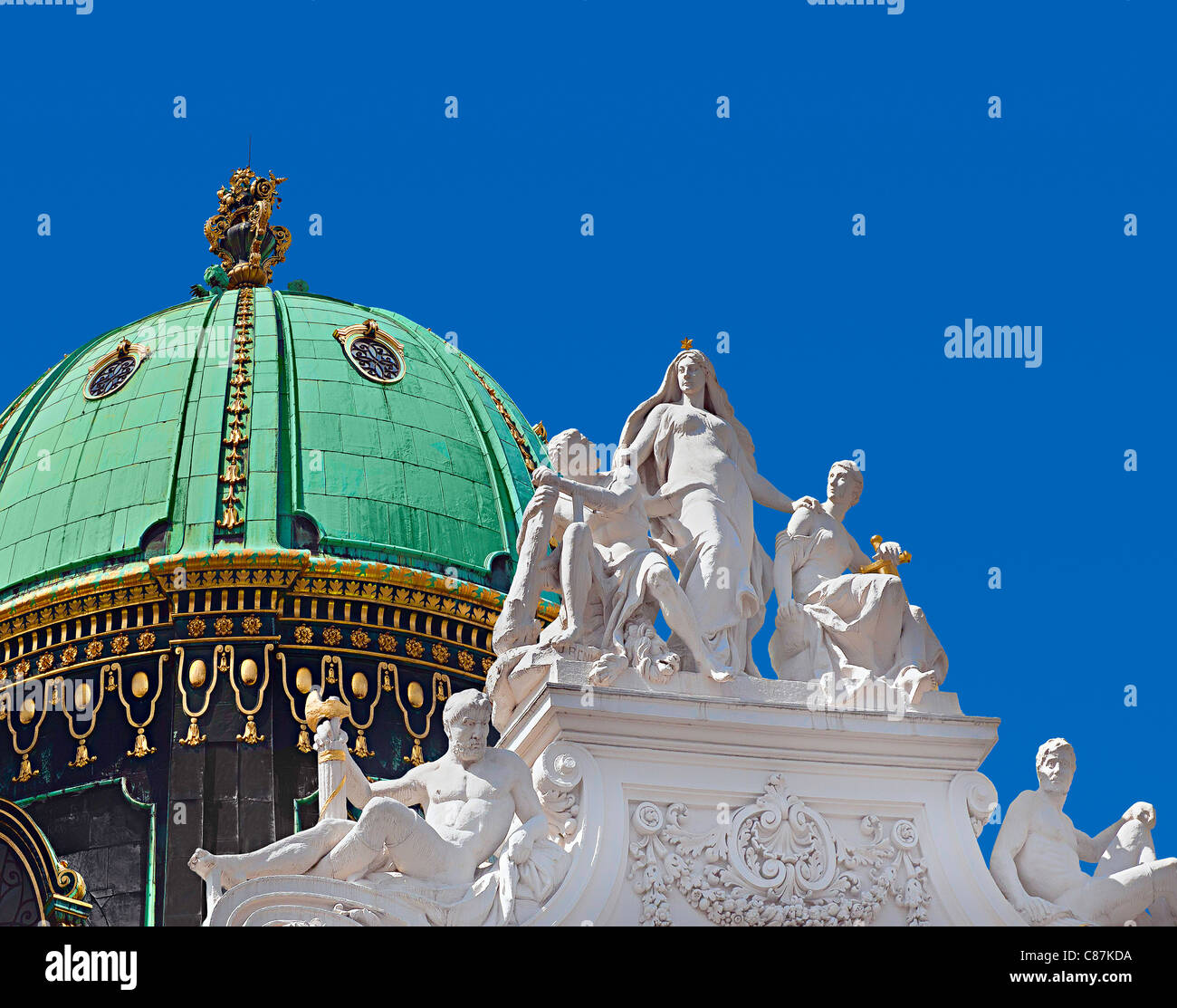 Sculpture on the roof of the Hofburg Palace in Vienna, Austria Stock Photo