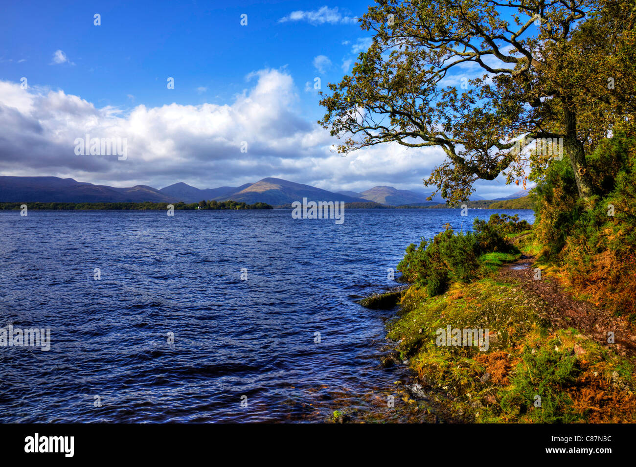 Loch Lomond view of lake, Scotland, Ben Lomond in background Stock