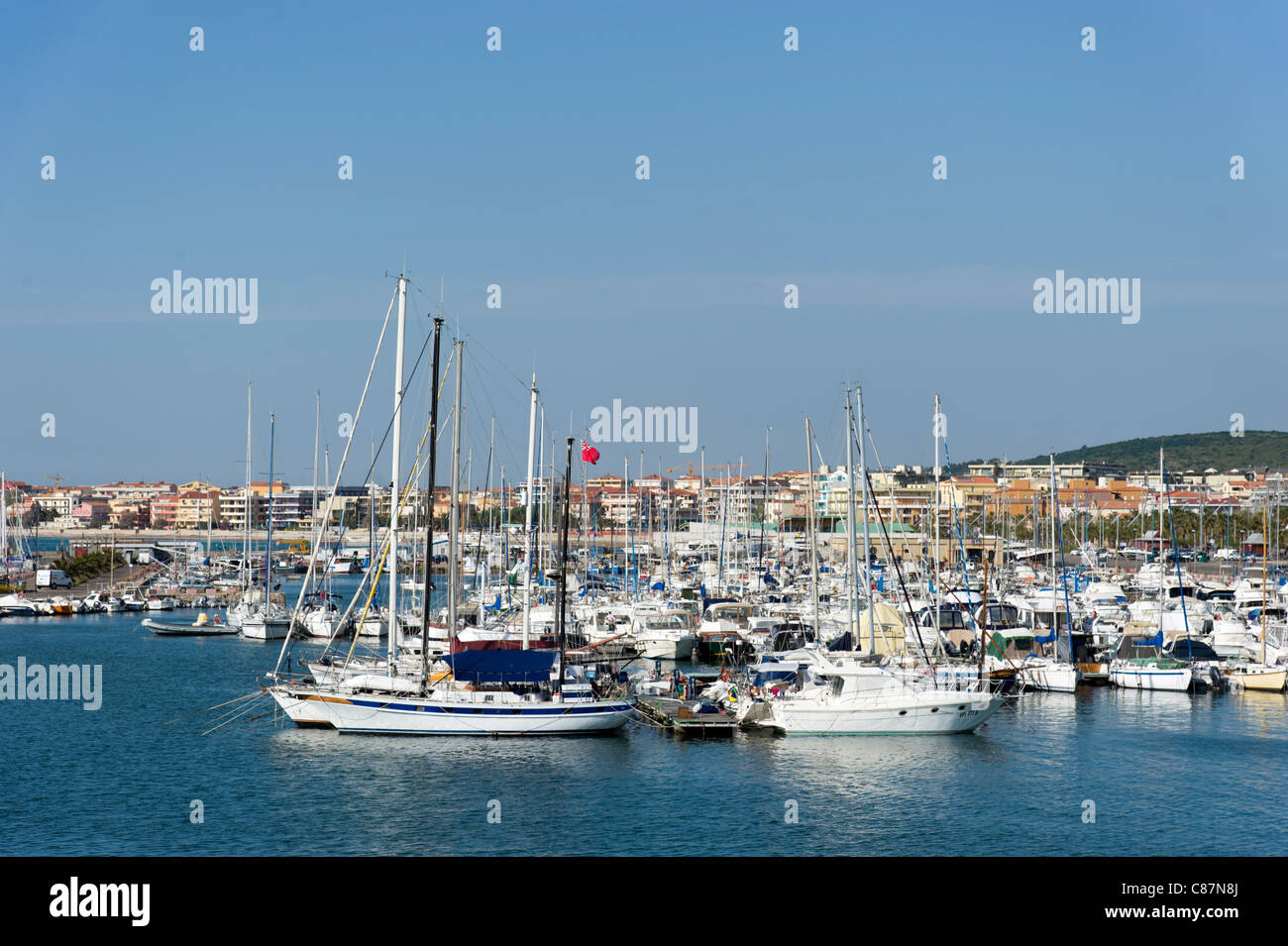 Yachts in the marina, Alghero, Sardinia, Italy Stock Photo