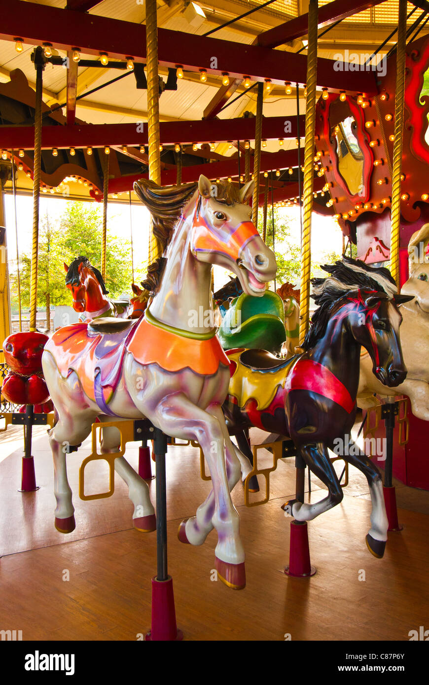 Carousel on the Louisiana Boardwalk entertainment district in Bossier City, Louisiana, USA Stock Photo