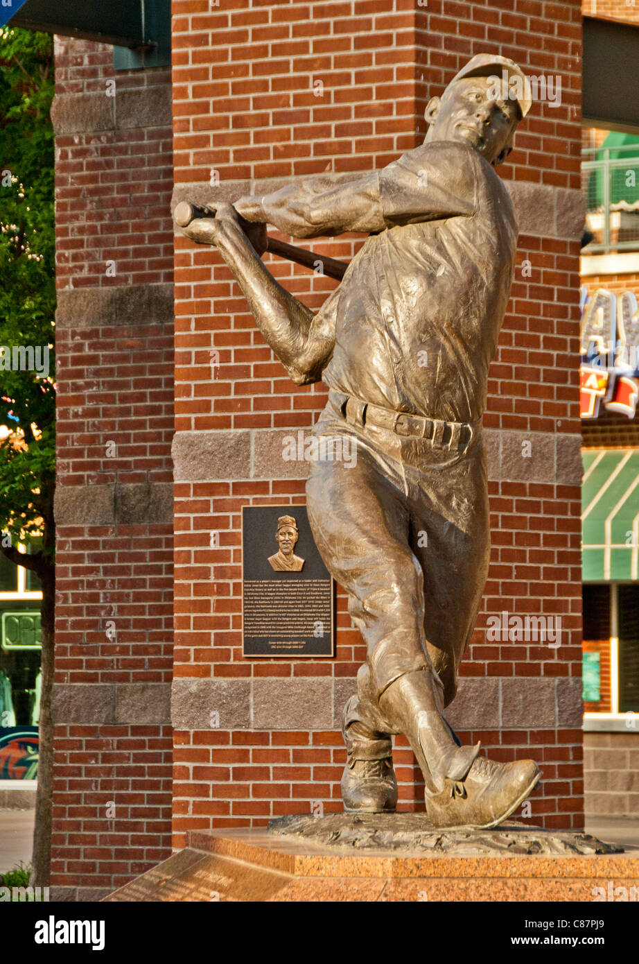 Baseball legend, Mickey Mantle, AT&T Bricktown Ballpark in Bricktown entertainment district of Oklahoma City, Oklahoma, USA Stock Photo