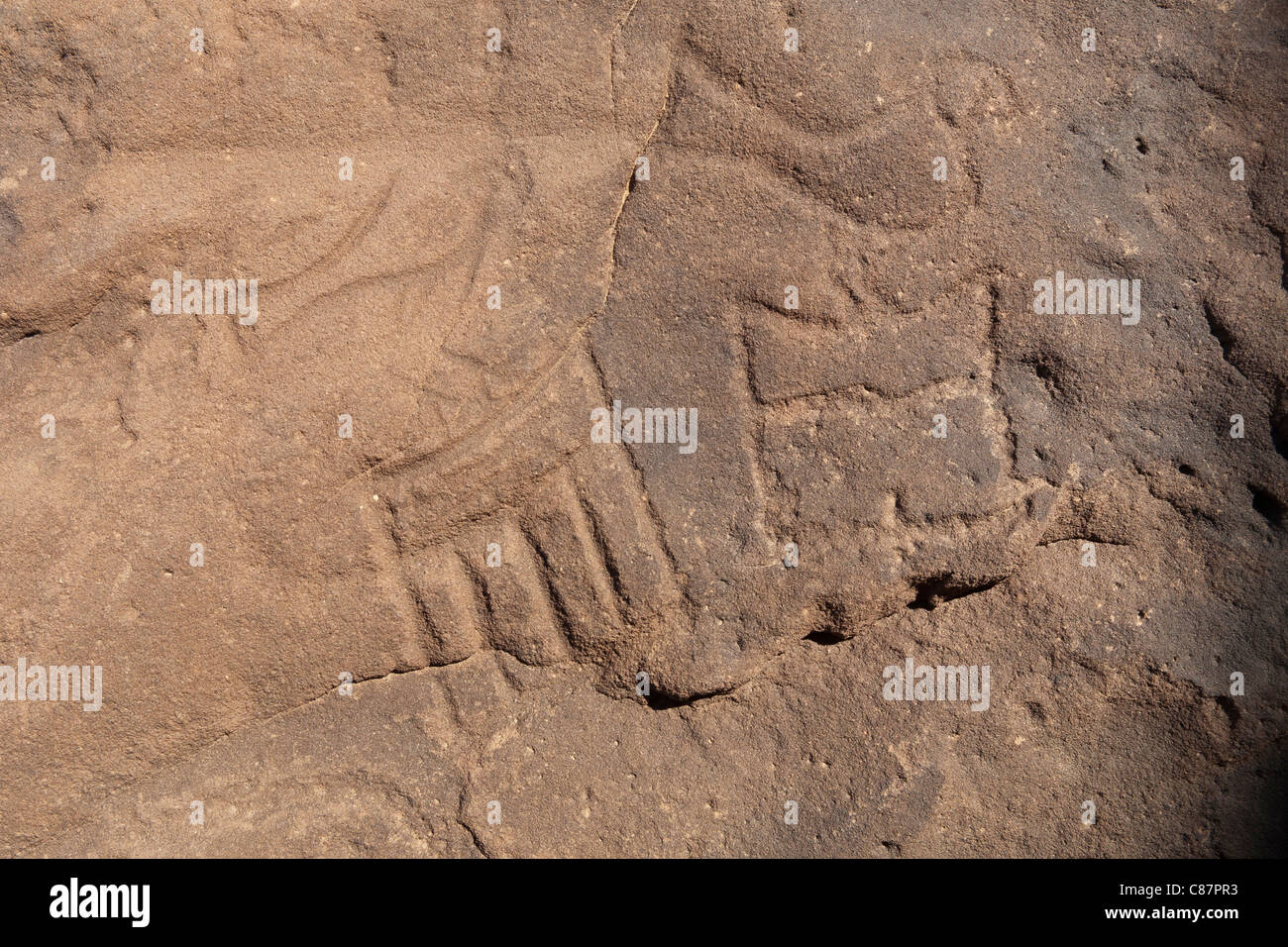 Rock-art showing early dynastic serekhs in the Eastern Desert of Egypt, North North Africa Stock Photo