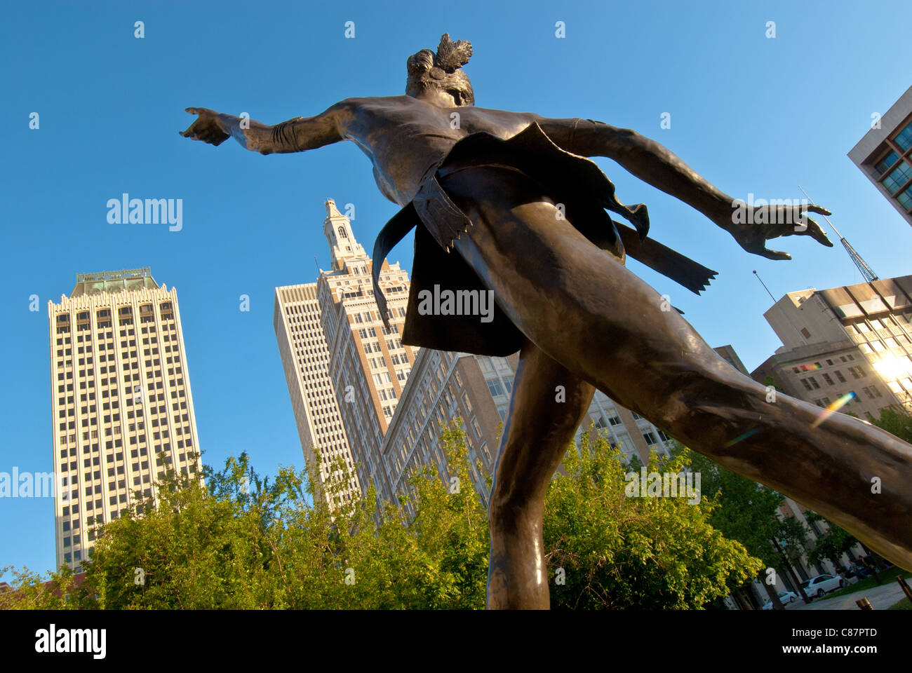 "Oklahoma Indian Ballerina" statue by Jay O'Meilia, stands in Williams