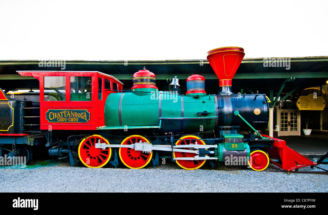 Chattanooga Choo Choo Train displayed at historic Terminal Station in Chattanooga, Tennessee
