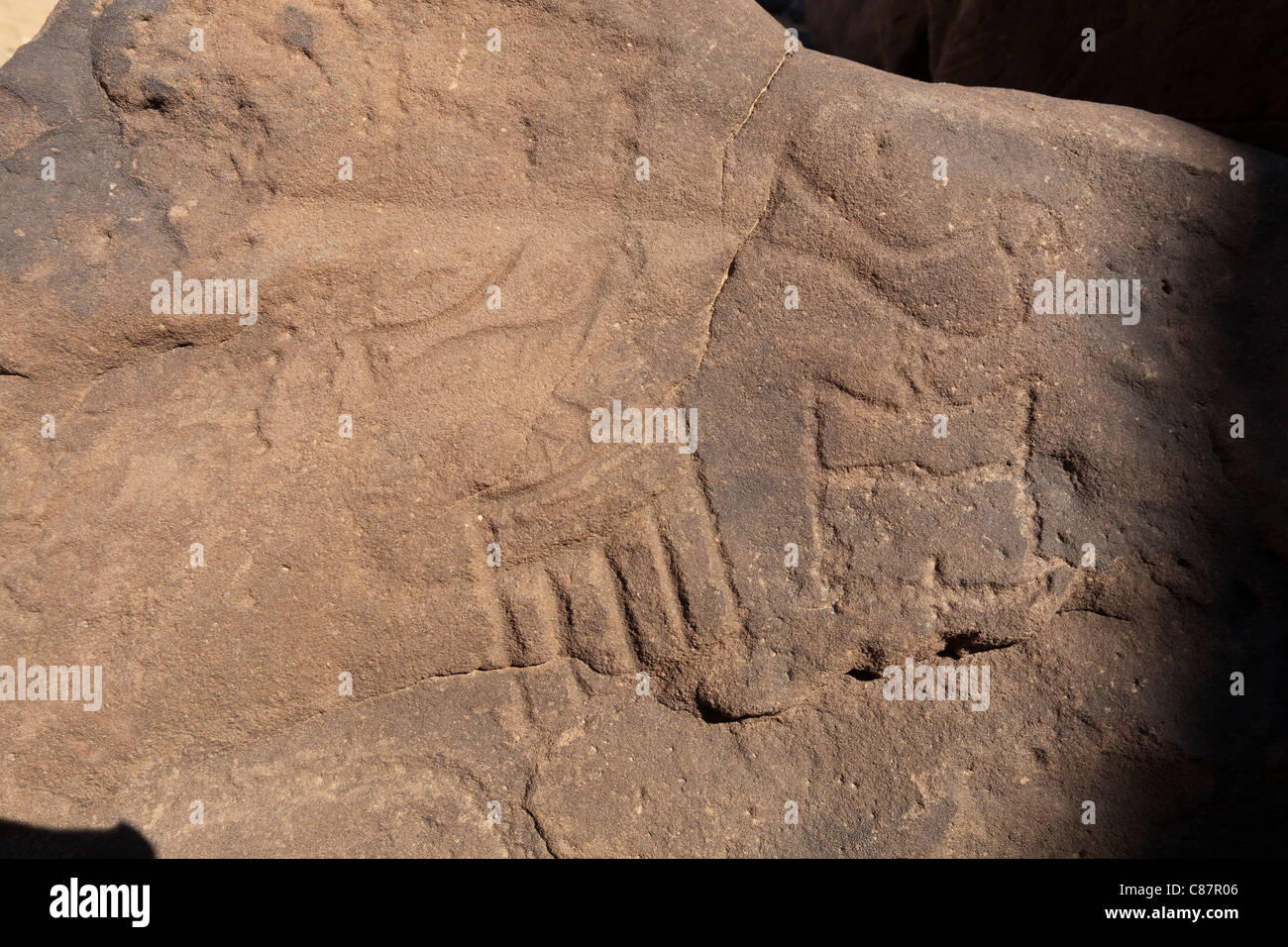 Rock-art showing early dynastic serekhs in the Eastern Desert of Egypt, North Africa Stock Photo