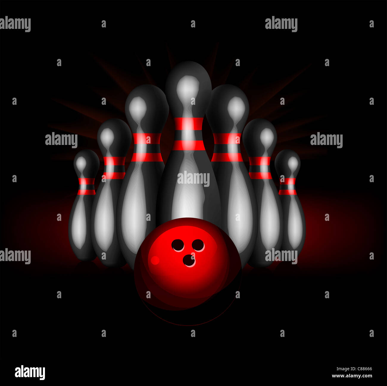 Bowling vector illustration isolated on black background Stock Photo