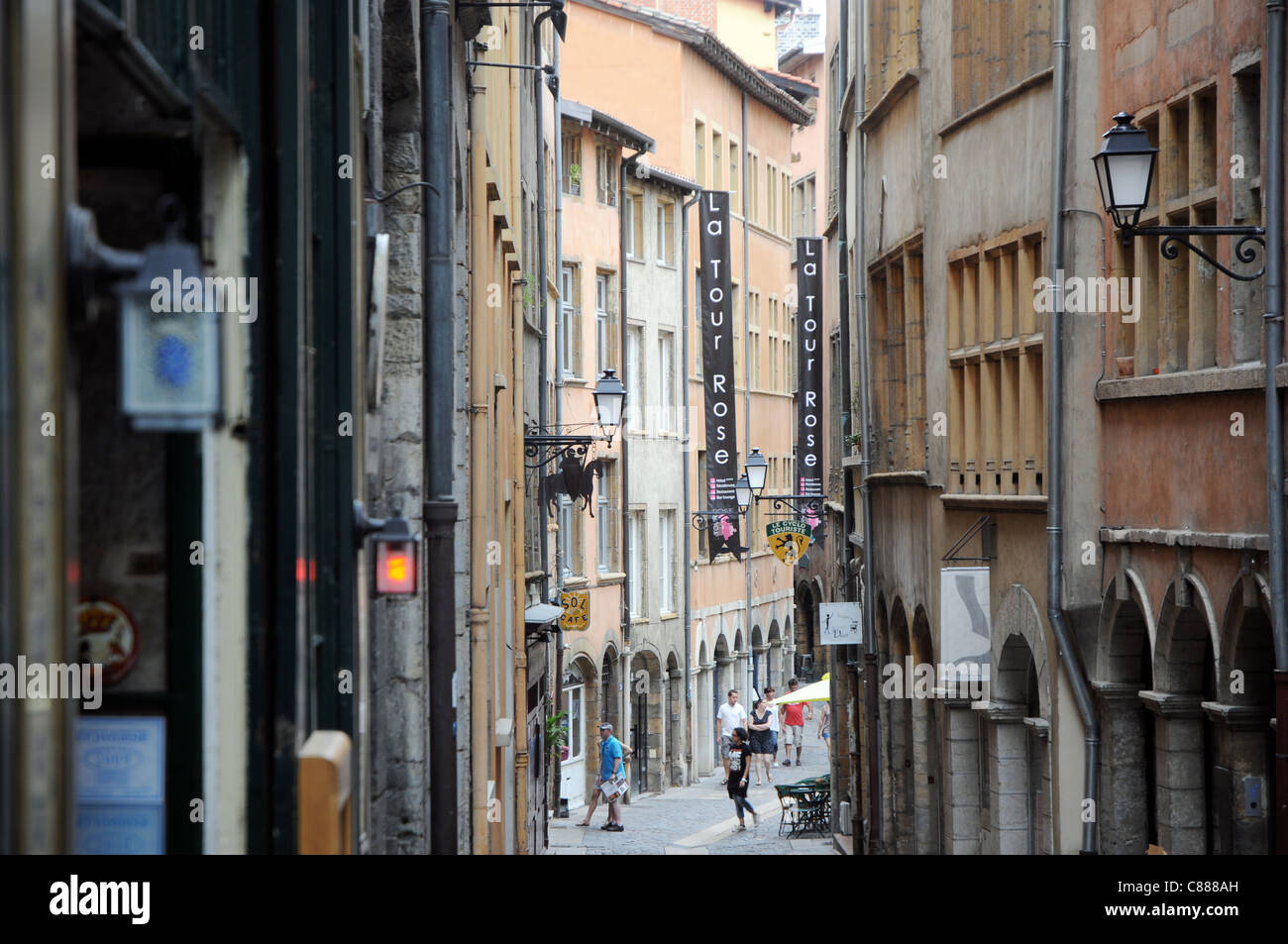 Rue du Bœuf Old Town in Lyon city, France Stock Photo Alamy