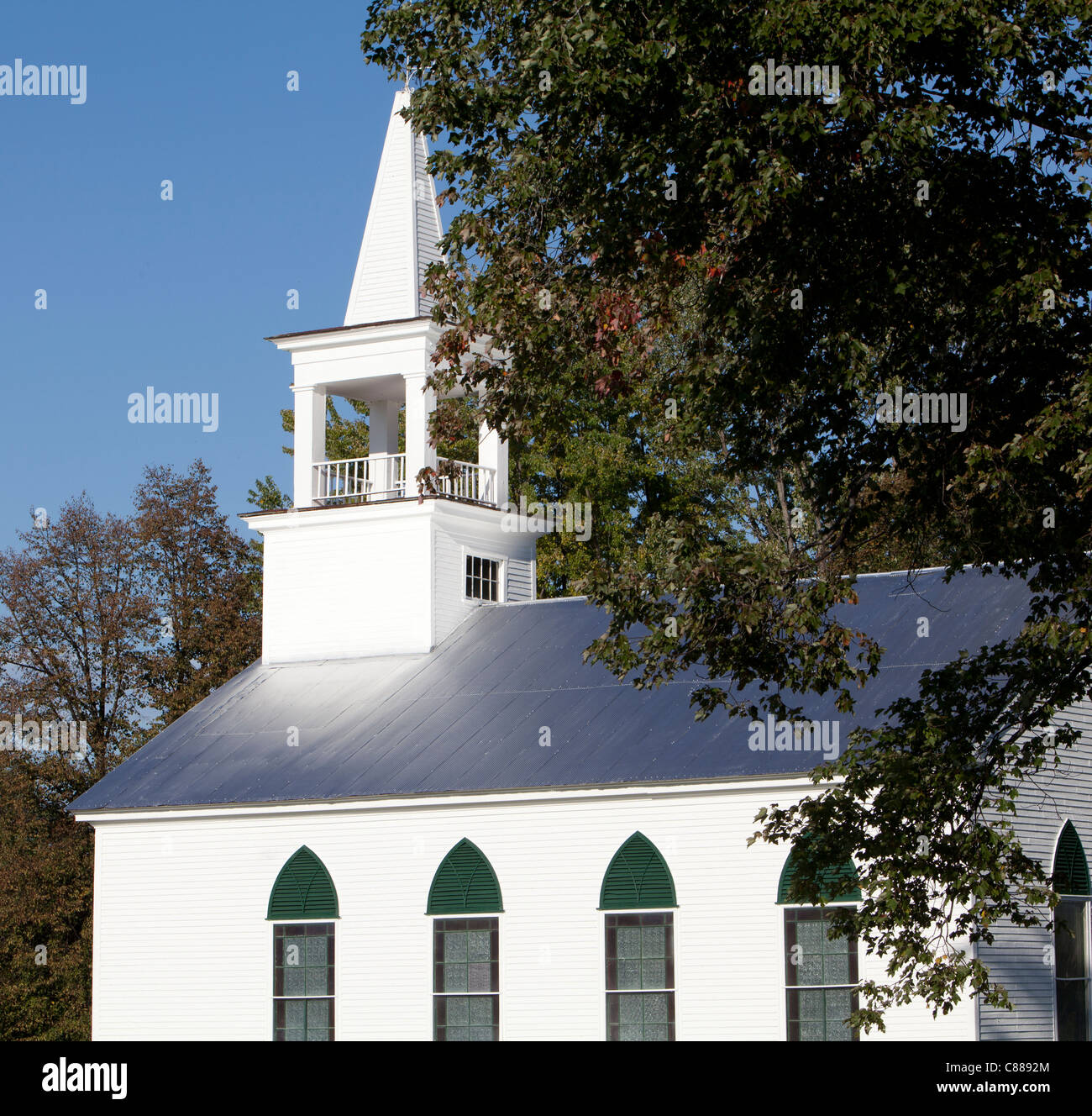 A white New England church. New Hampshire USA America. Stock Photo