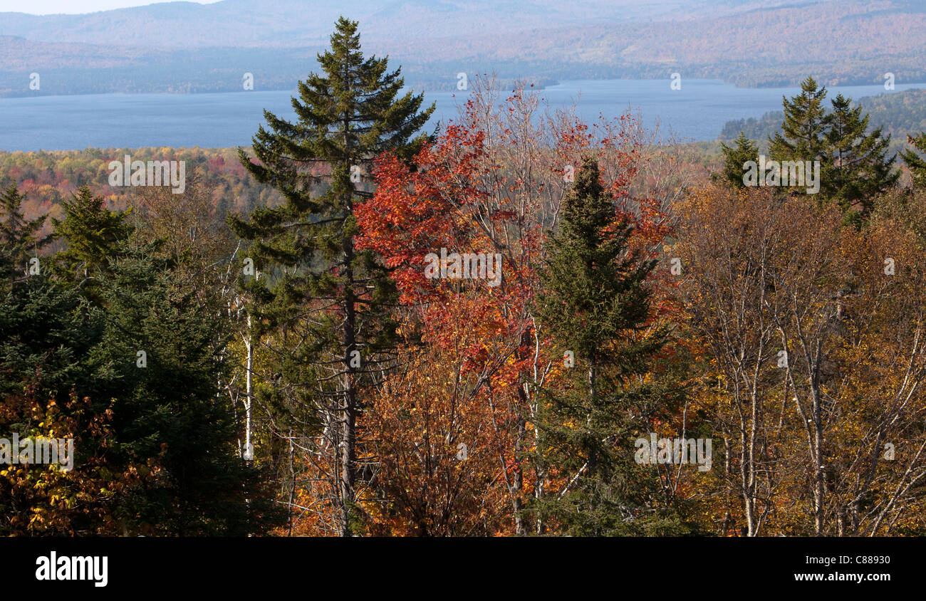 Rangely Lake Maine shot in autumn colors colours. Stock Photo