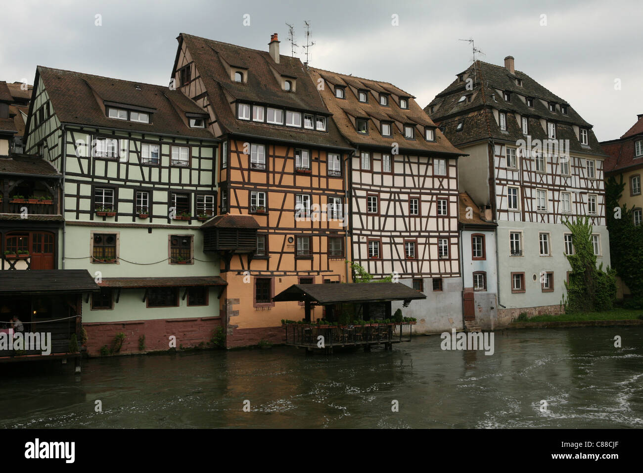Timber-frame houses in La Petite France quarter in the historic centre of Strasbourg, France. Stock Photo