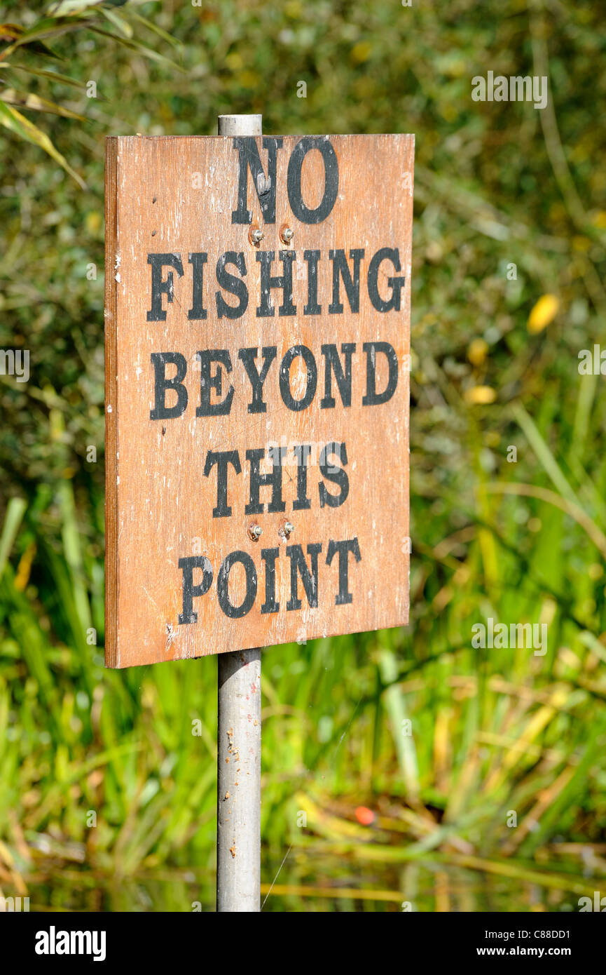 no fishing beyond this point sign shipley country park england uk Stock