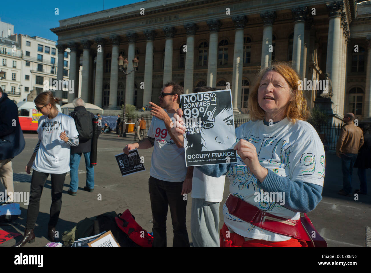 Paris, France, 'Occupy France', Demonstration, protesting corporate greed and government austerity policies. International Support of 'Occupy Wall Street' Demonstrations Stock Photo