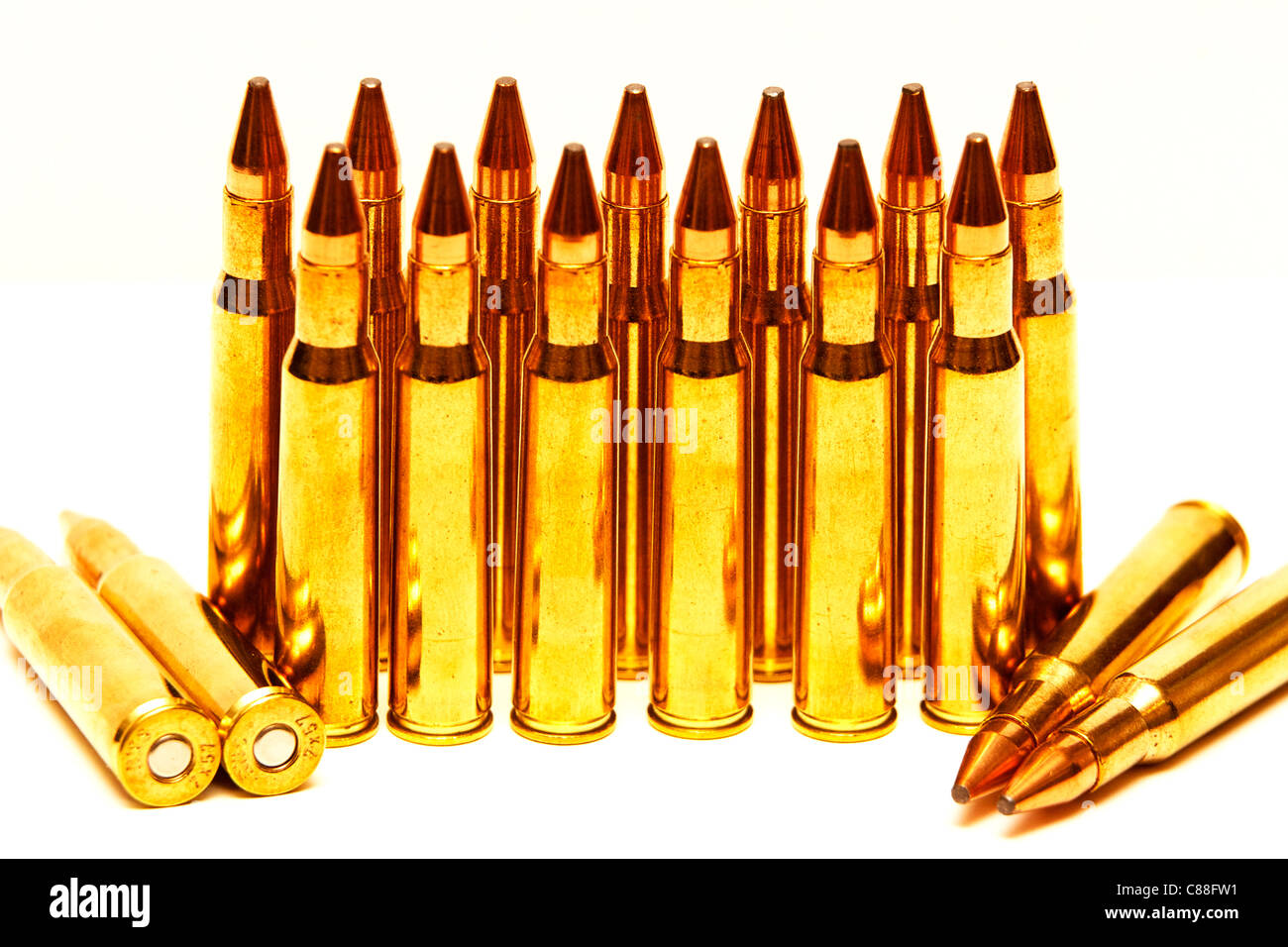Hunting Rifle Bullets Stock Photo