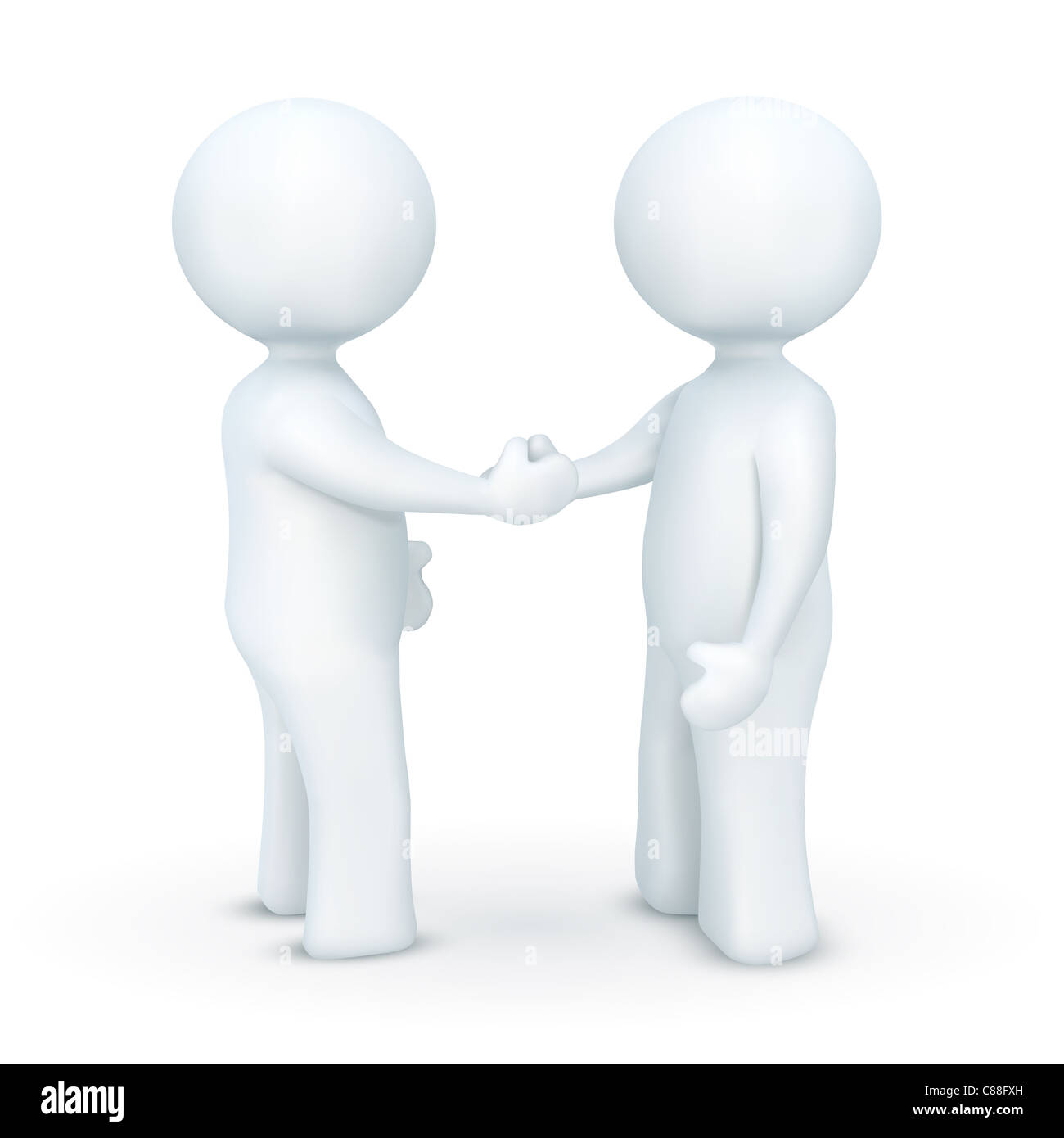 illustration of 3d character hand shaking on an isolated white background Stock Photo
