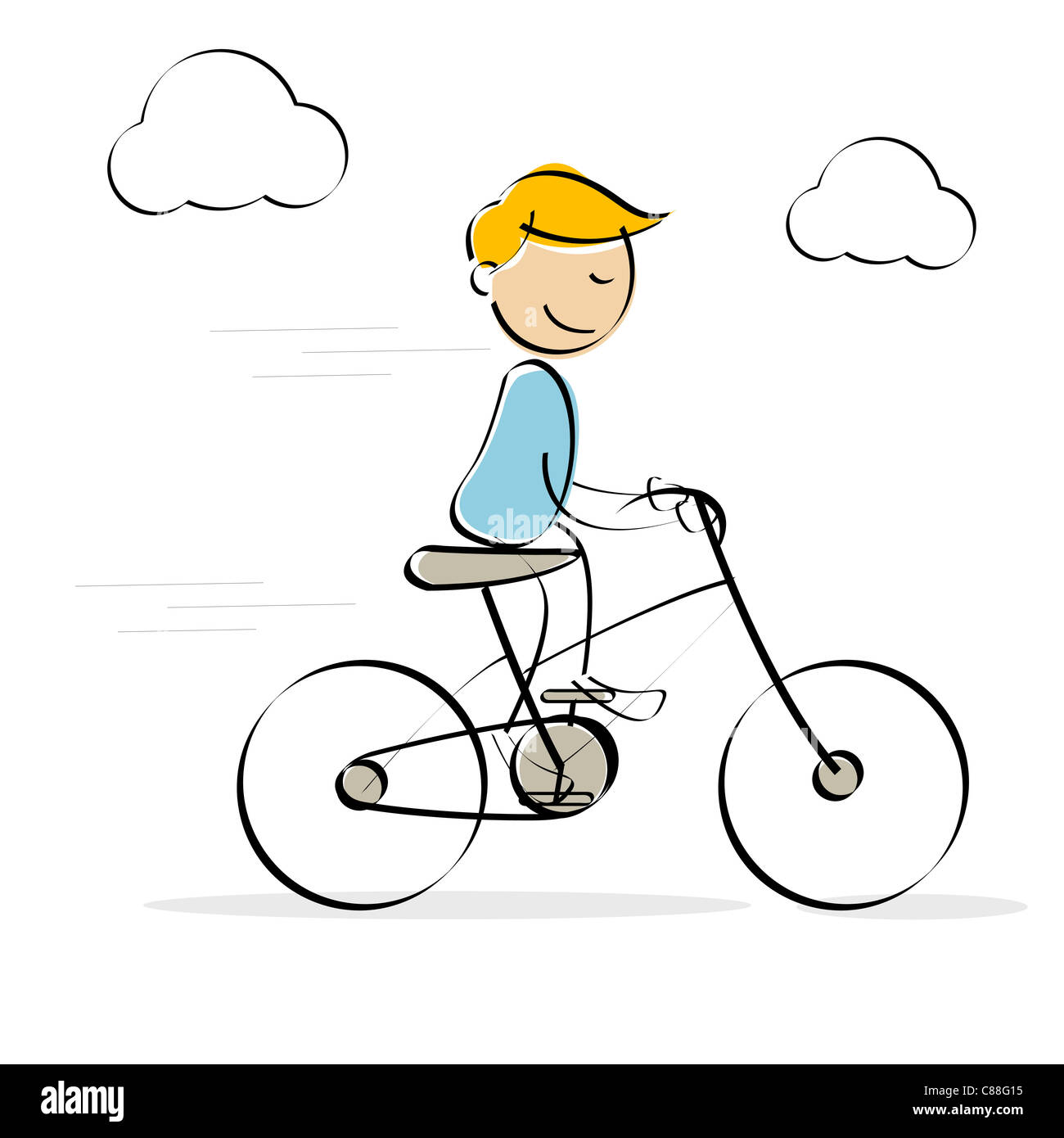 Детский рисунок человек на велосипеде