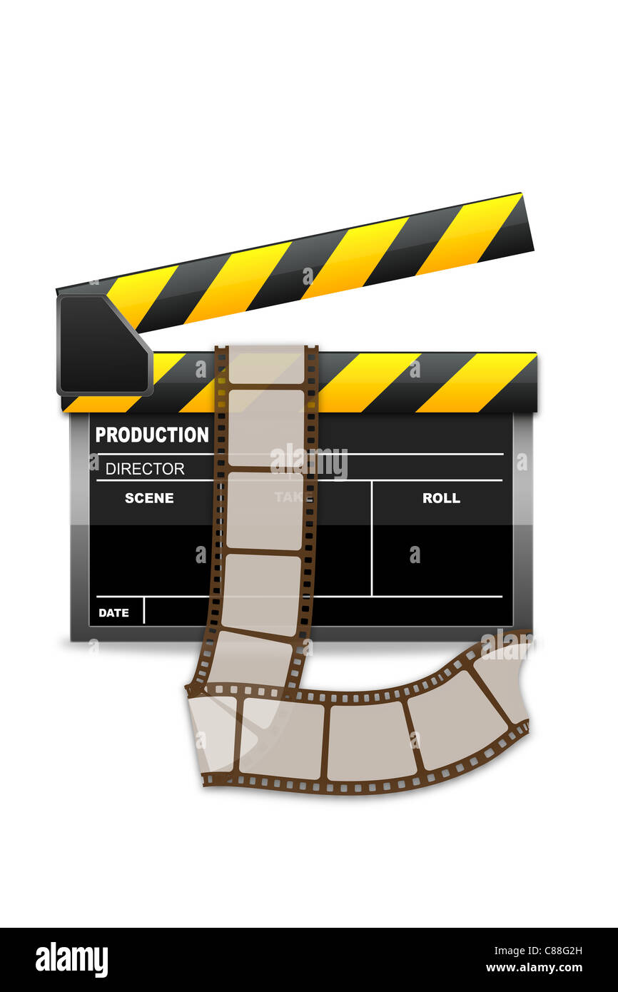 illustration of vector reel laying on clapboard Stock Photo