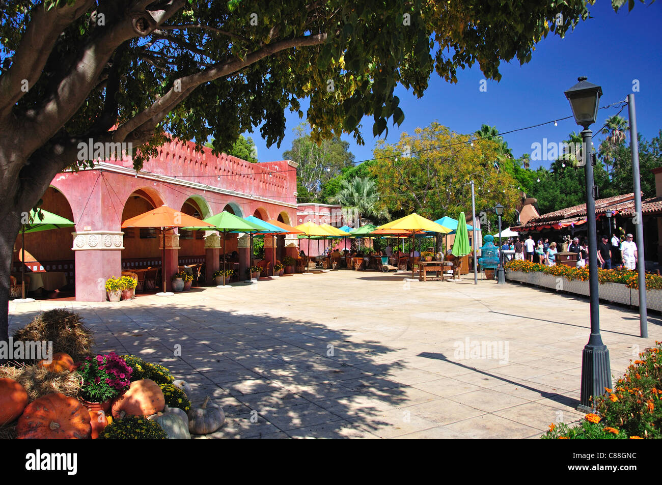 Mexican Restaurant, PortAventura Theme Park, Salou, Costa Daurada, Province of Tarragona, Catalonia, Spain Stock Photo