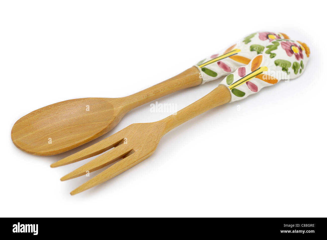 Salad Fork and Spoon Stock Photo