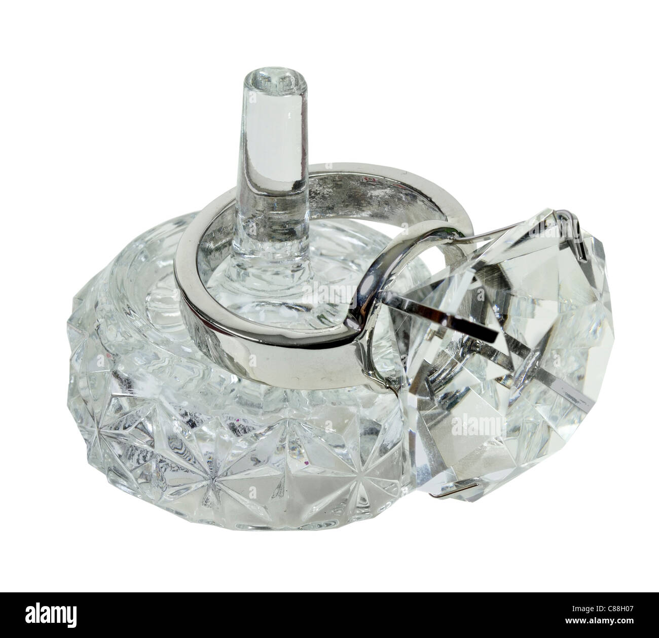Crystal ring holder with an oversized diamond engagement ring Stock Photo Alamy
