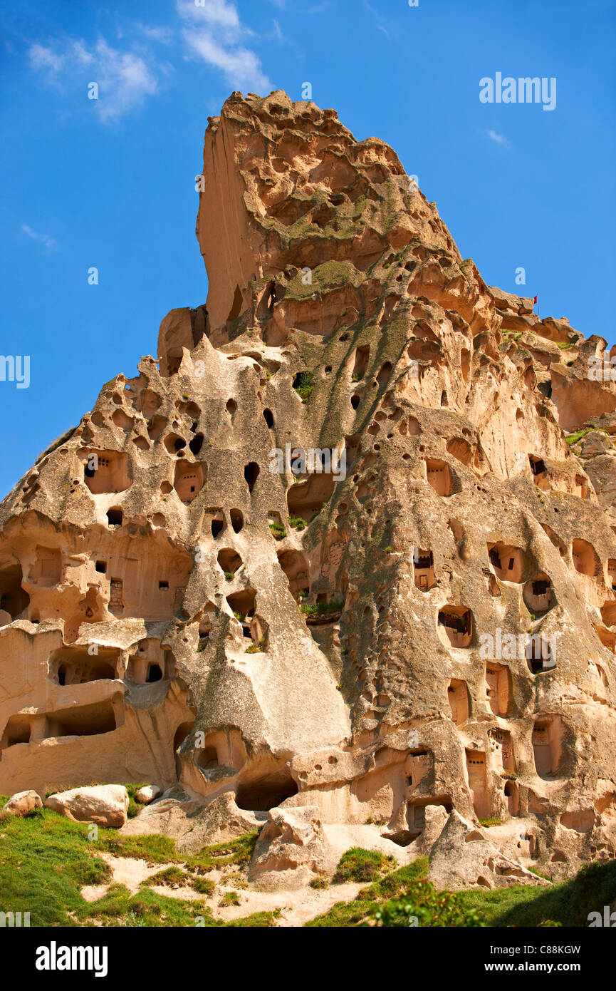 Rock houses of Uchisar, Cappadocia Turkey Stock Photo