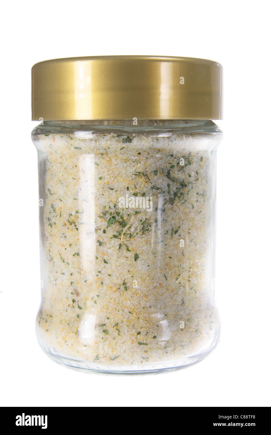 Jar of Garlic Salt Stock Photo