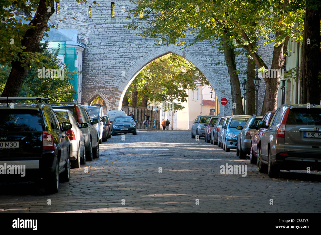 Viev to Suur-Kloostri Street, Old Town of Tallinn (Estonia) Stock Photo