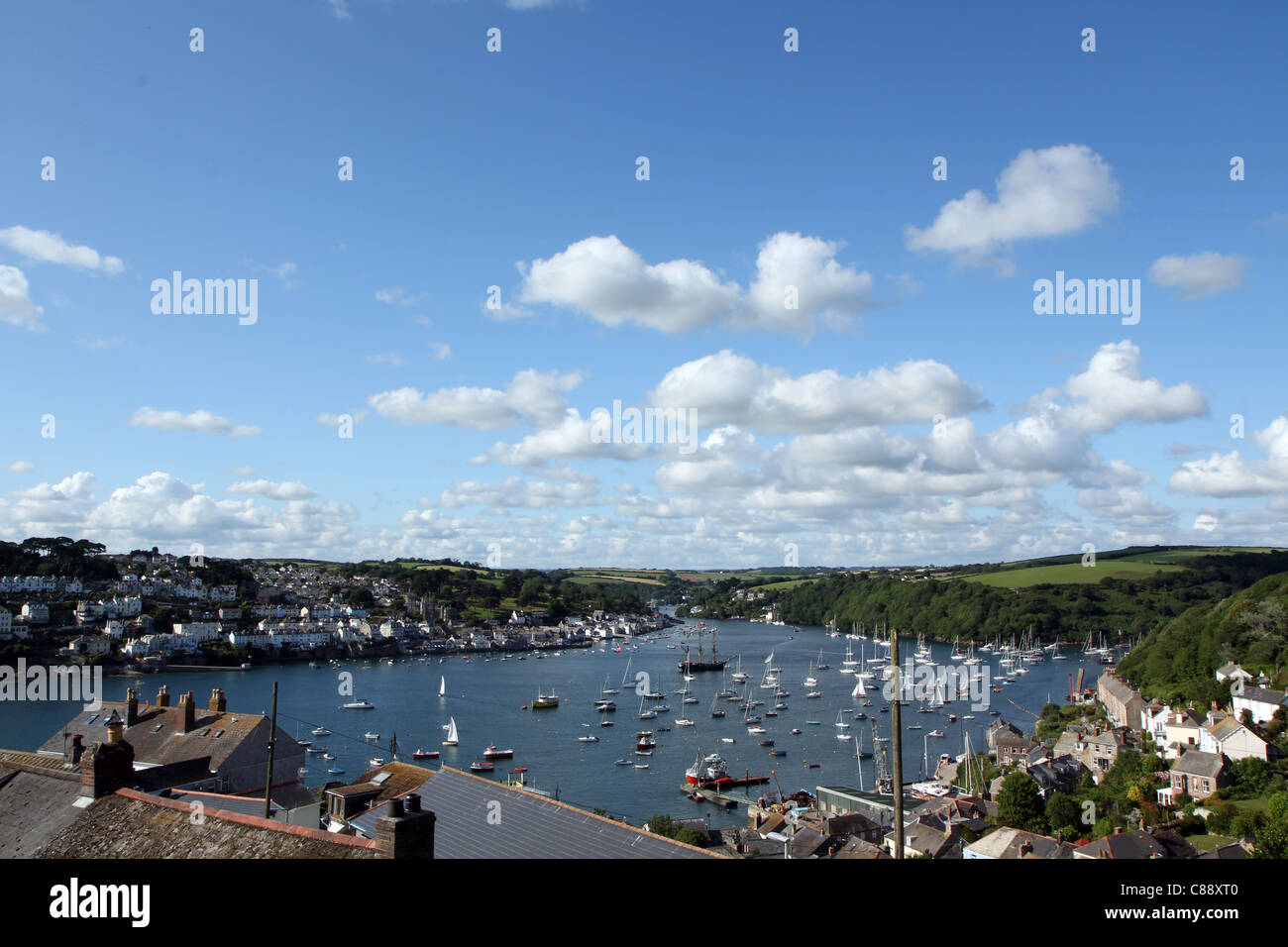 Harbour at Polruan and Fowey in South Cornwall, England, UK Stock Photo