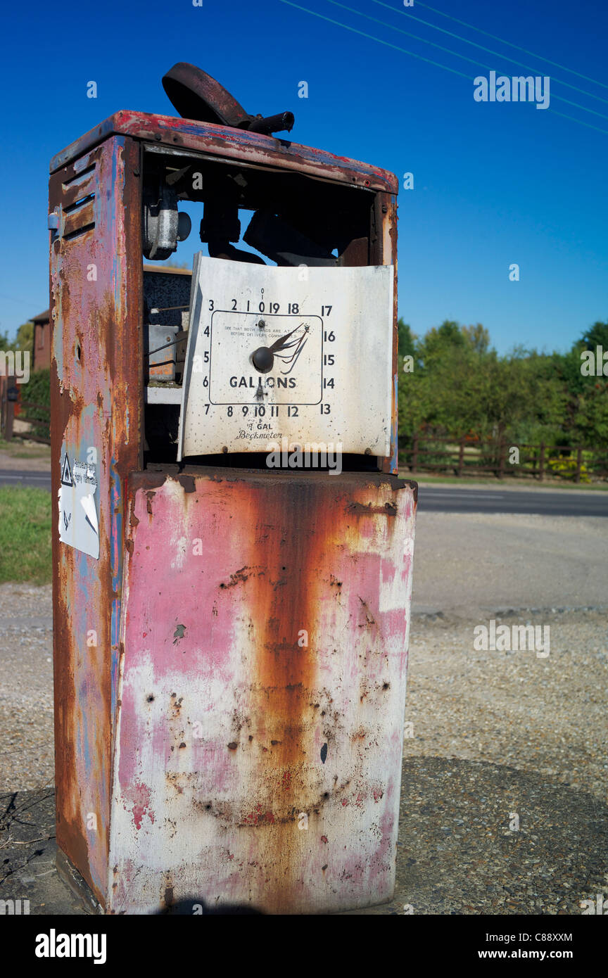 disused derelict petrol pump Stock Photo