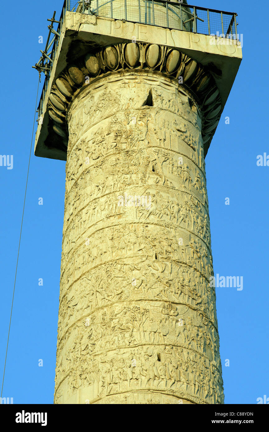 Carved relief Traian s Column Colonna di Traiano Traianus Rome Italy Stock Photo