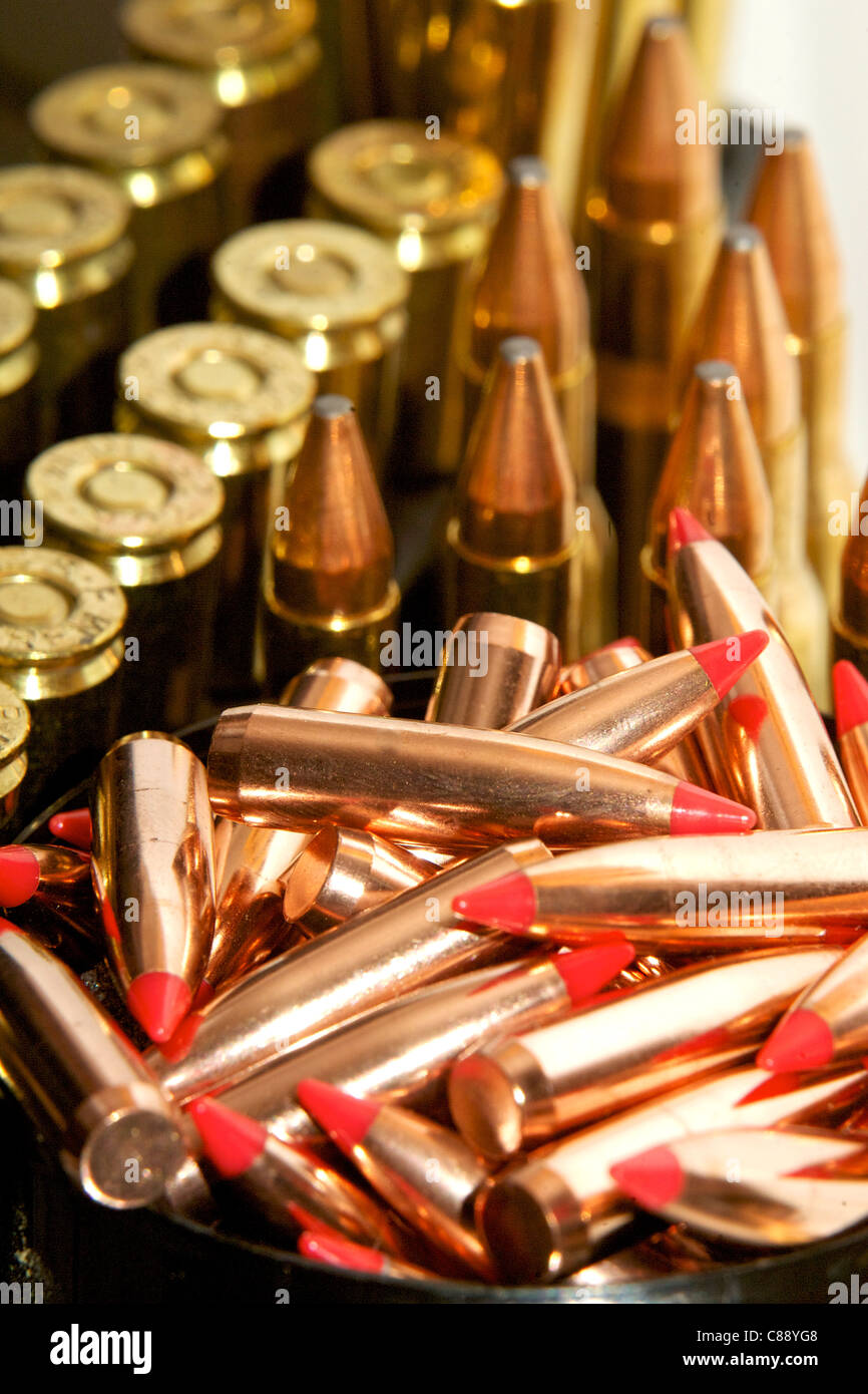 Hunting Rifle Bullets Stock Photo