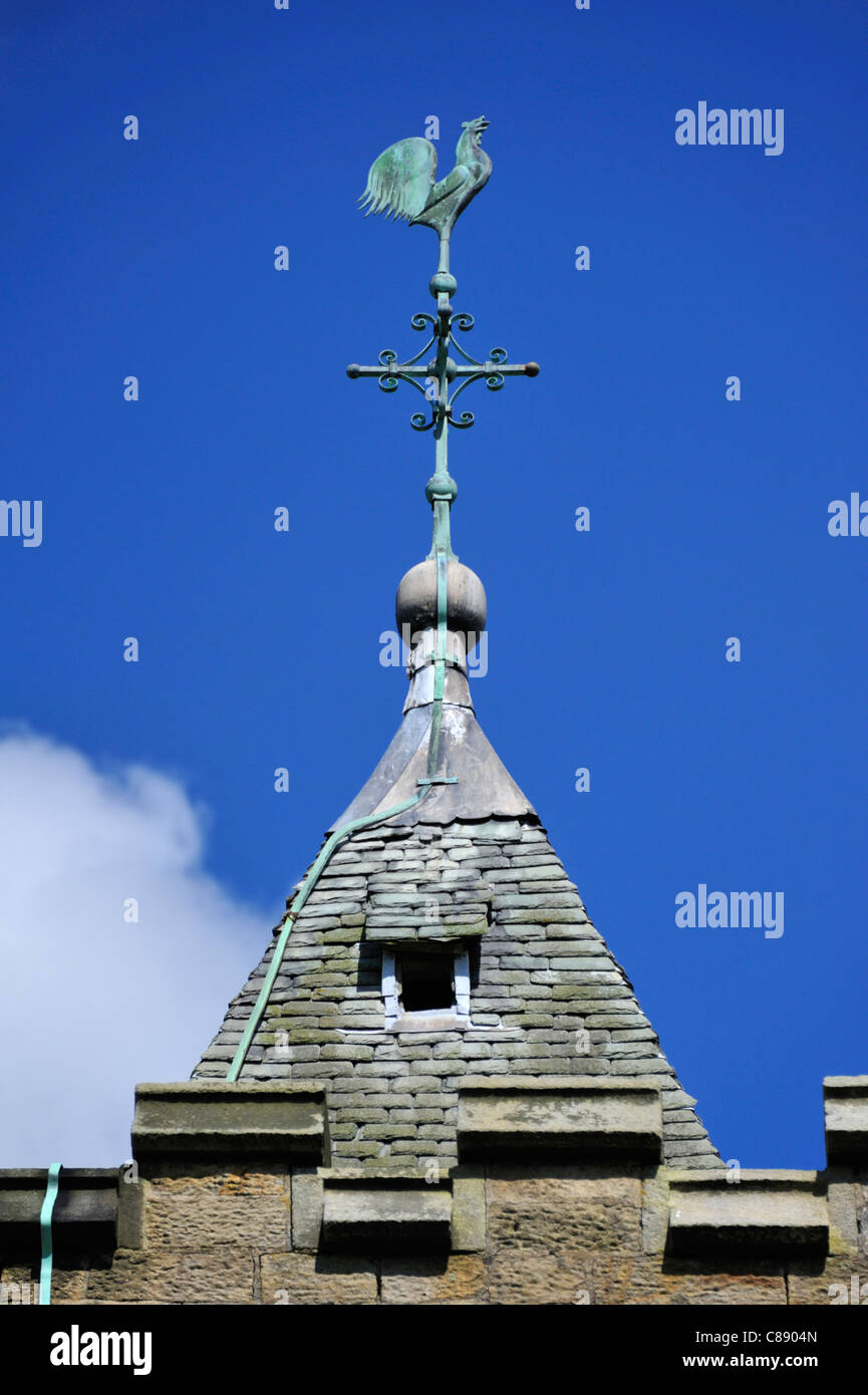 Cockerel weathervane on spire. Christ Church. Over Wyresdale, Lancashire, England, United