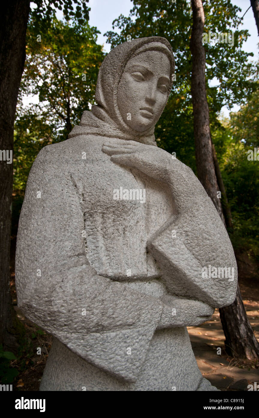Stone sculpture of Russian women in the park nearby Russian Church, Shipka , Bulgaria Stock Photo