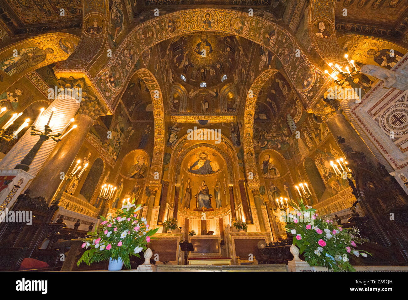 Mosaics at Cappella Palatina - Palermo, Sicily, Italy Stock Photo