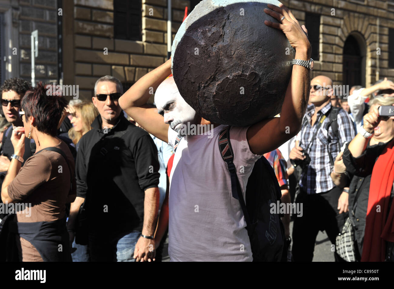 Indignants Protest in Rome turns violent Stock Photo
