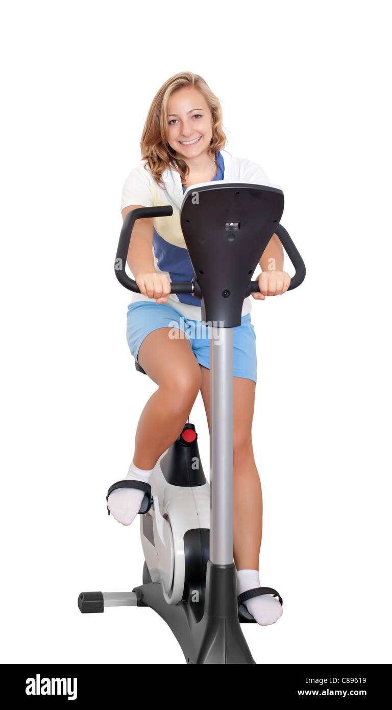The girl on the simulator Stock Photo - Alamy