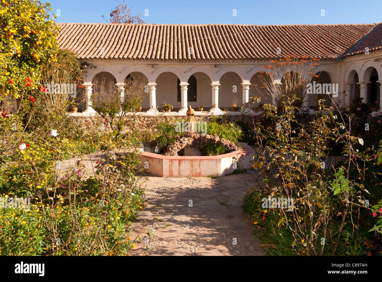 La Recoleta monastery garden, Sucre old city, Bolivia (UNESCO world heritage) Stock Photo