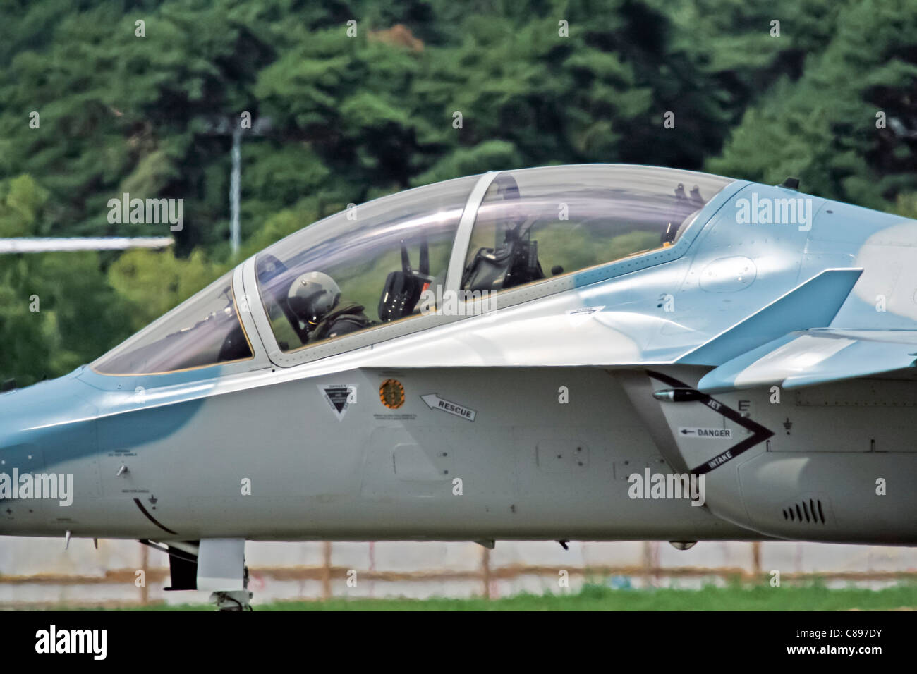 close up of the cockpit of the Aermacchi M-346 Master Advanced Fighter ...