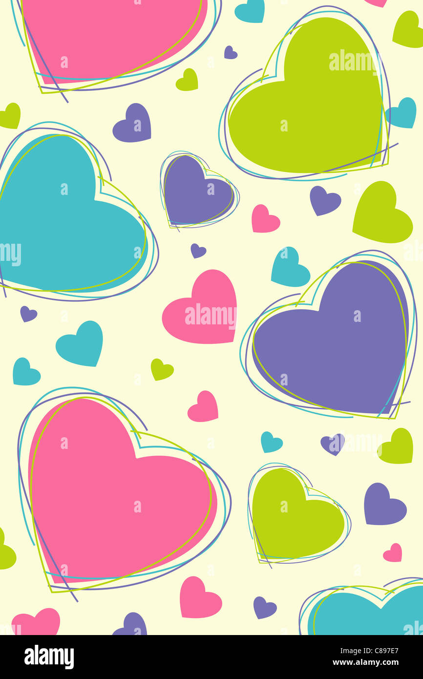 illustration of retro background with hearts Stock Photo - Alamy