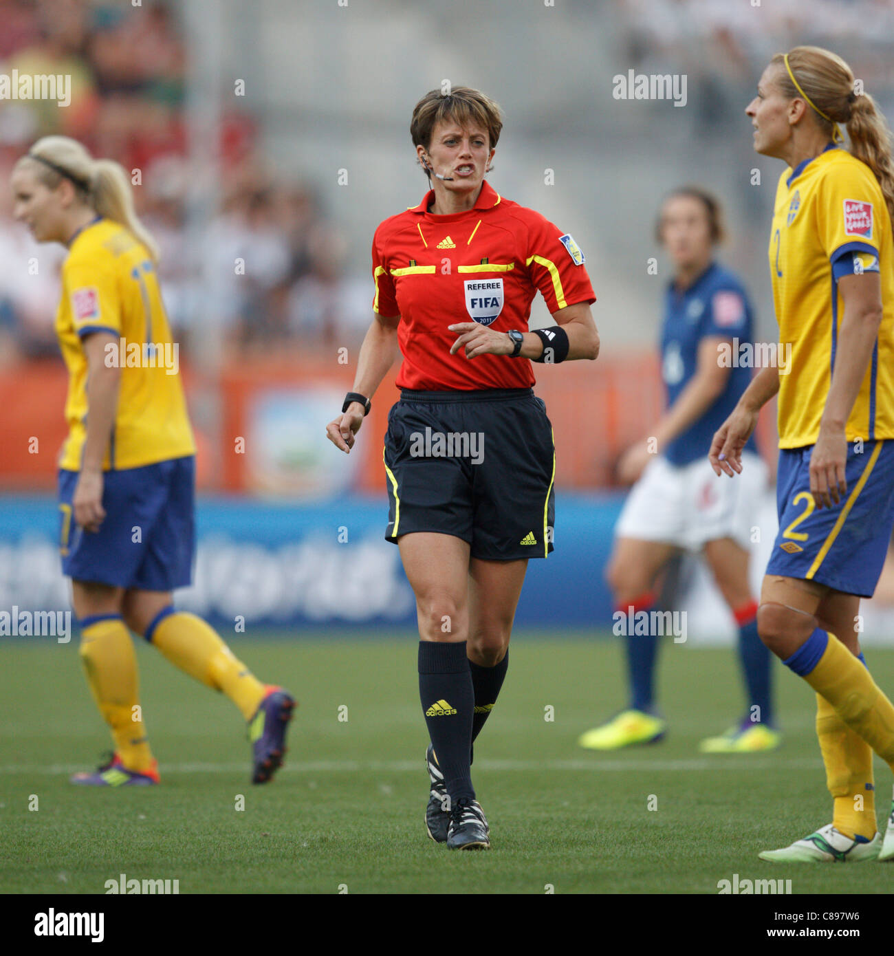 Referee Kari Seitz officiates the 2011 FIFA Women's World Cup third