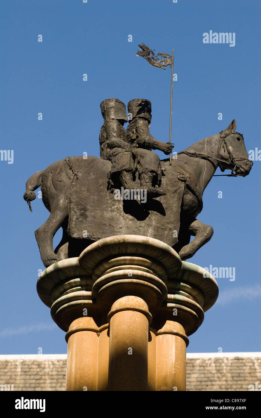 Statue of Knights Templar outside Temple Church Inns of Court London Uk  HOMER SYKES Stock Photo