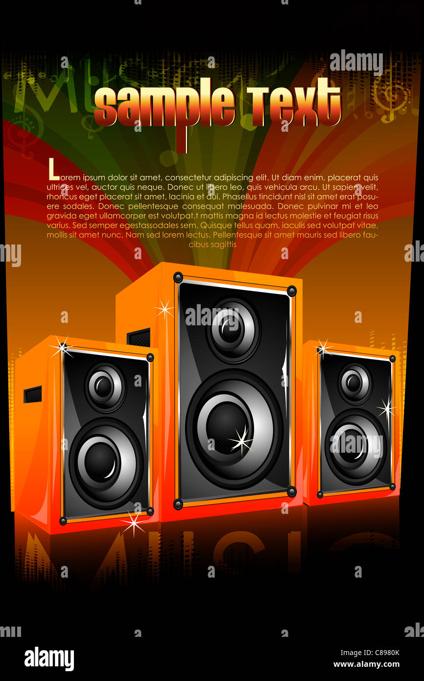 illustration of music system on abstract background Stock Photo Alamy