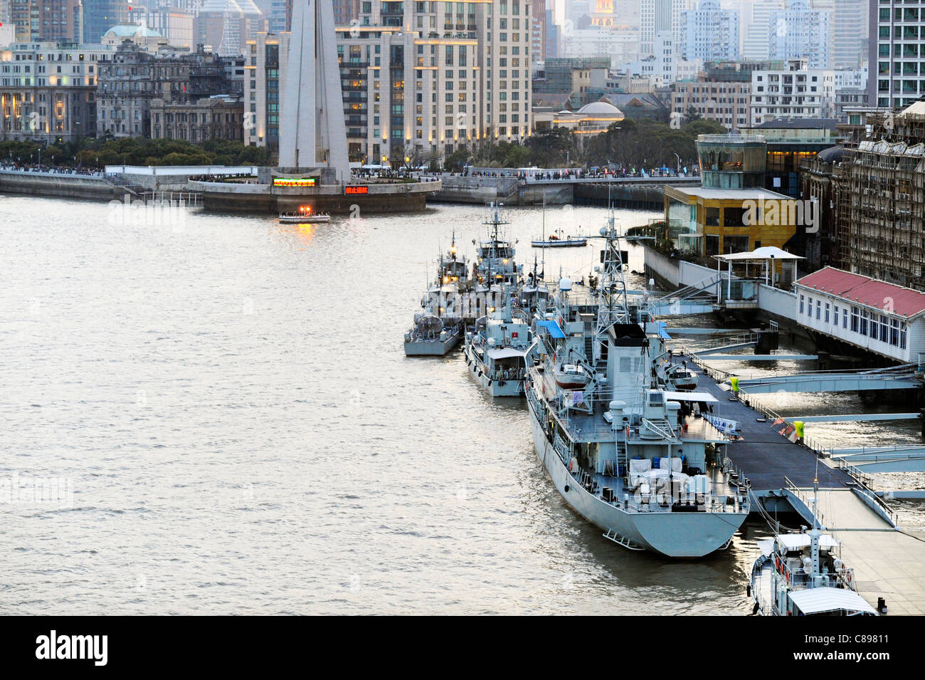 Chinese naval ships in Shanghai Stock Photo