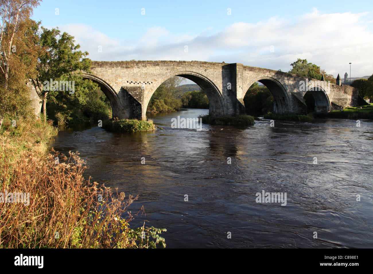 City of Stirling, Scotland. Dating from the early 16th century the Grade A listed Old Stirling Bridge over the River Forth. Stock Photo