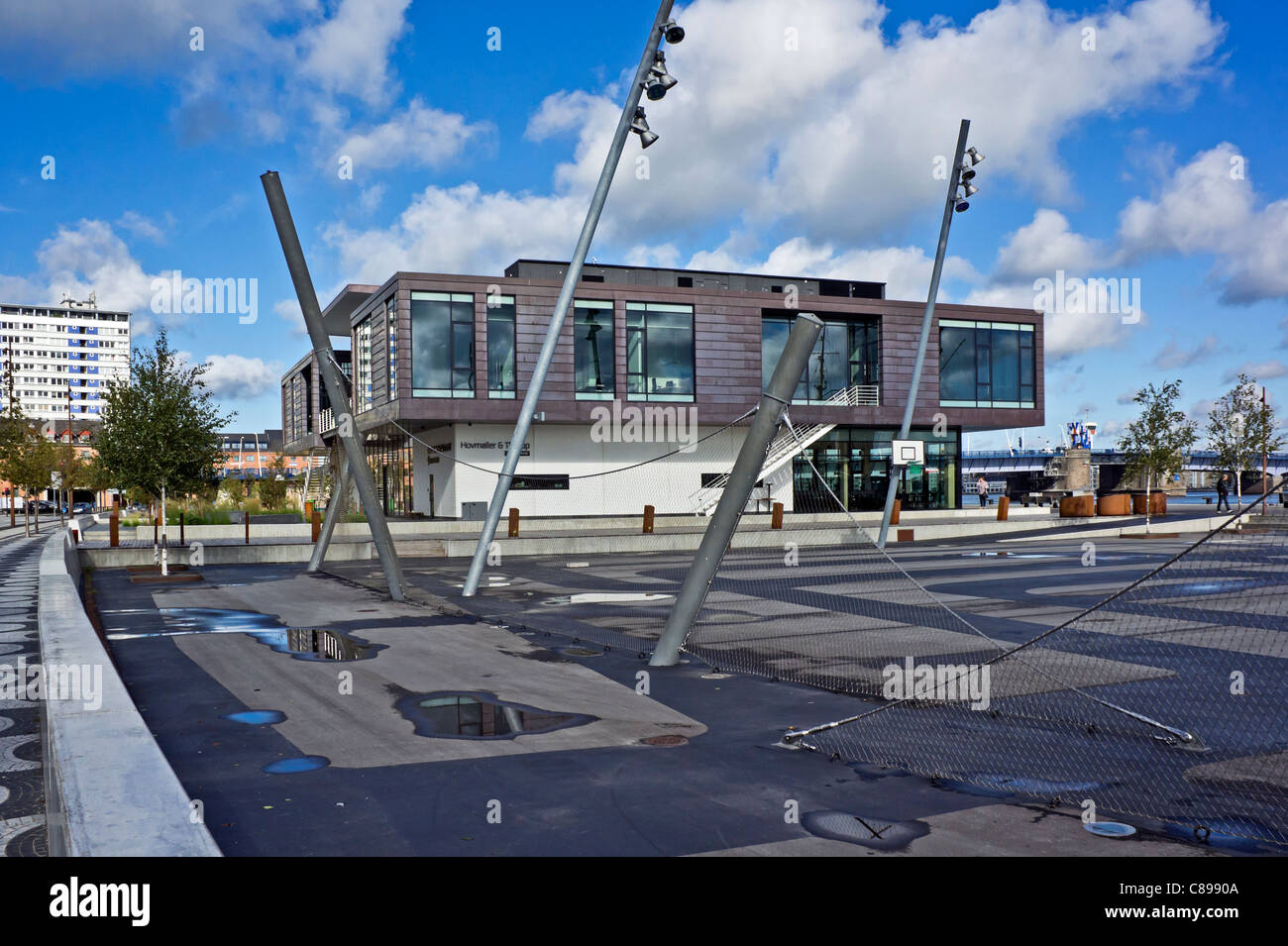 Cafe & Restaurant Panorama building with commercial offices at the Aalborg harbour front seen from Strandvejen Stock Photo