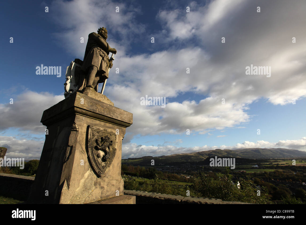 City of Stirling, Scotland. King Robert the Bruce Monument with the Ochils in the background. Stock Photo