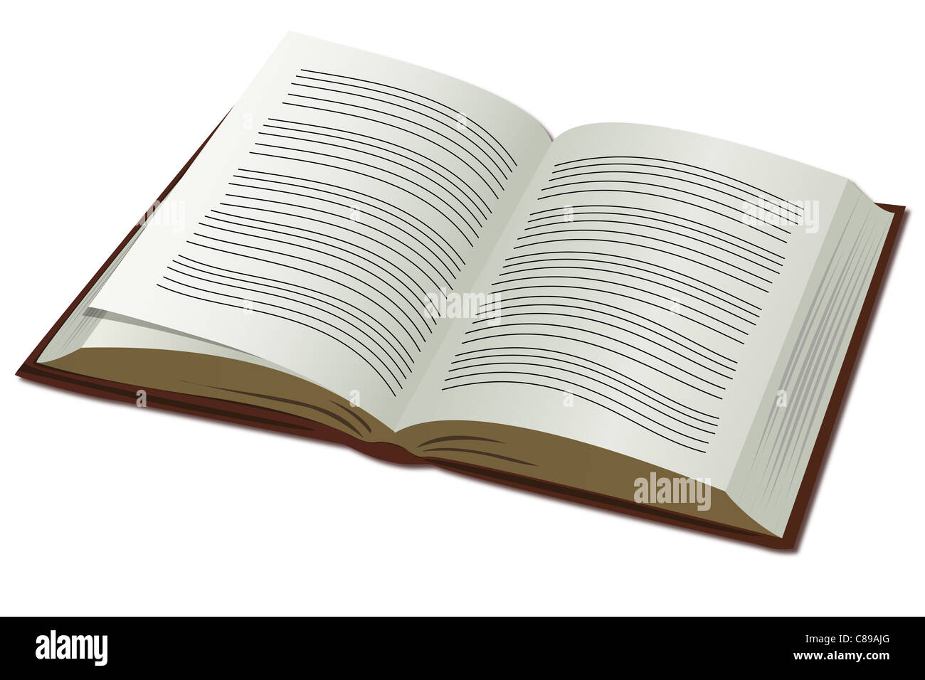 illustration of open book on white background Stock Photo - Alamy
