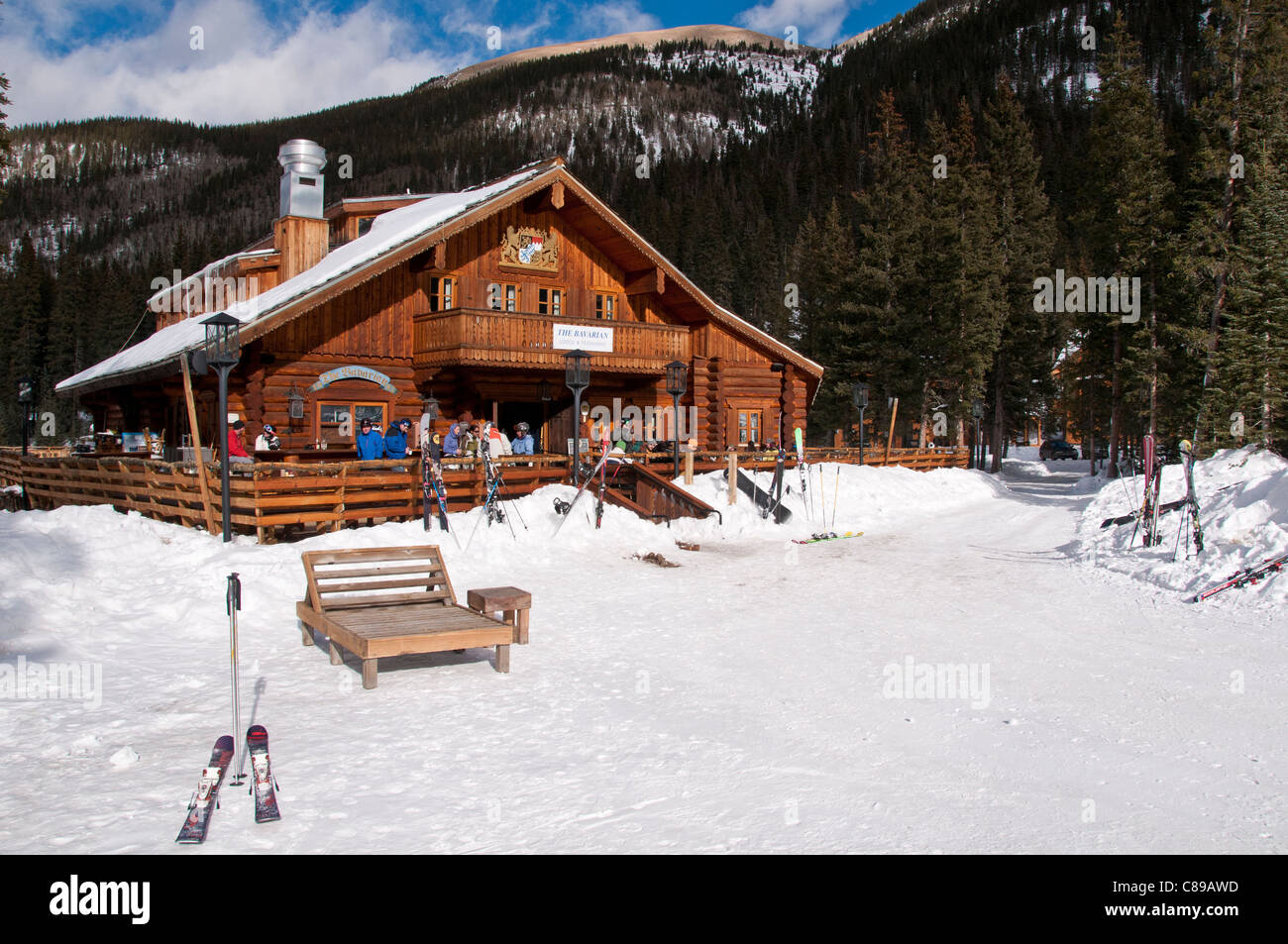 The Bavarian Lodge, Taos Ski Valley Ski Area, Taos Ski Valley, New Mexico. Stock Photo